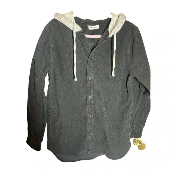 Pacsun Los Angeles Black corduroy with grey hood jacket size M